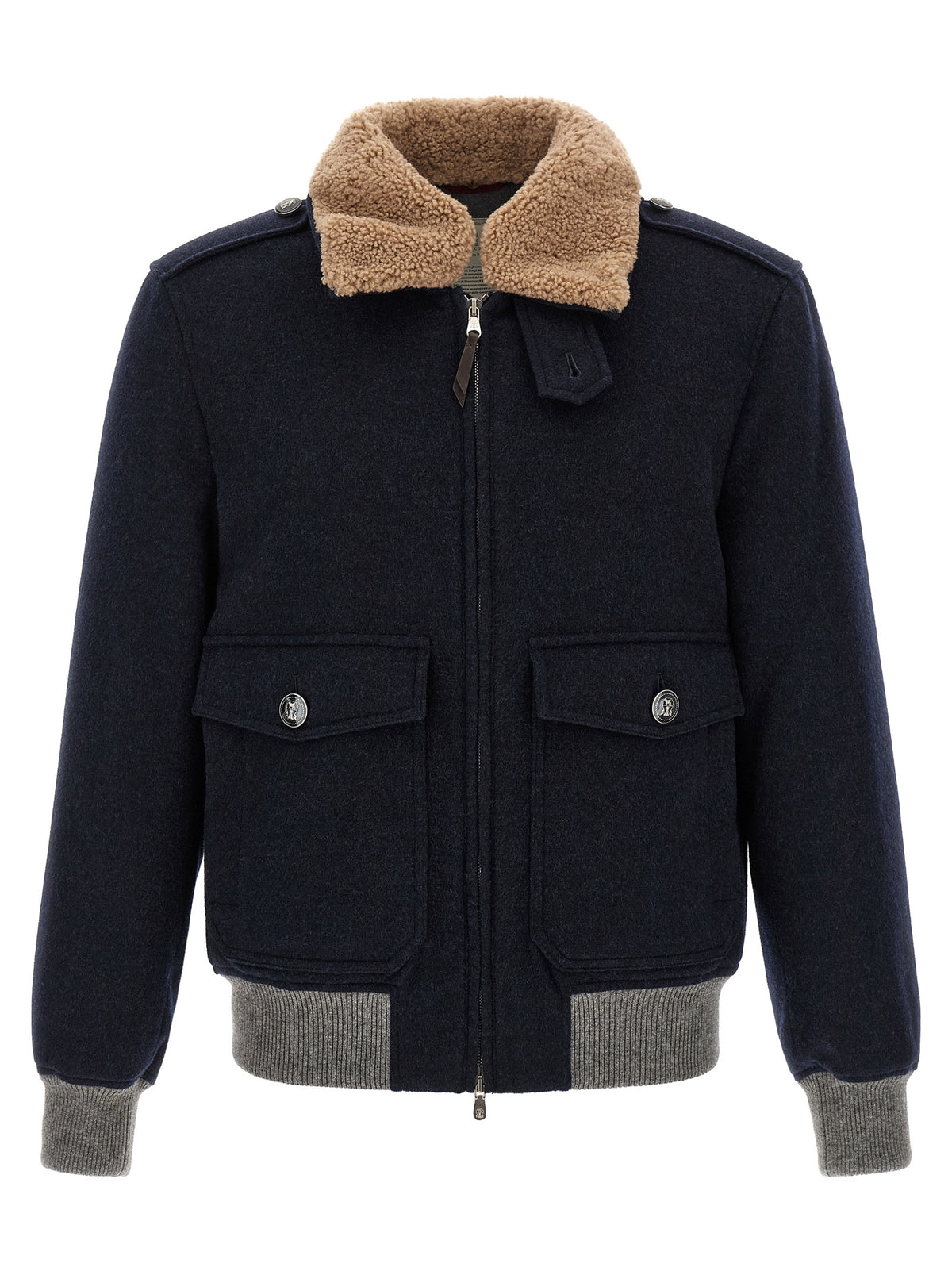 Brunello Cucinelli Blue Cashmere Men's Bomber