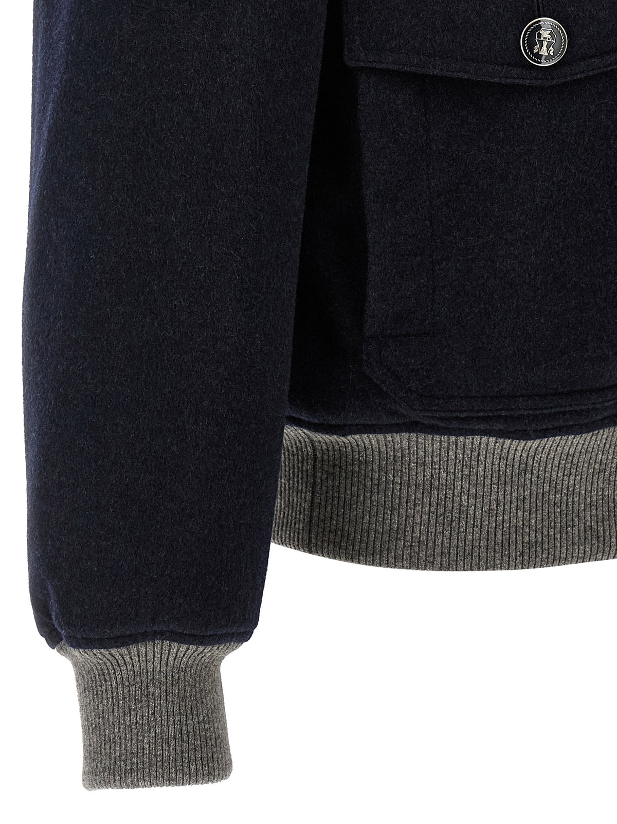 Brunello Cucinelli Blue Cashmere Men's Bomber