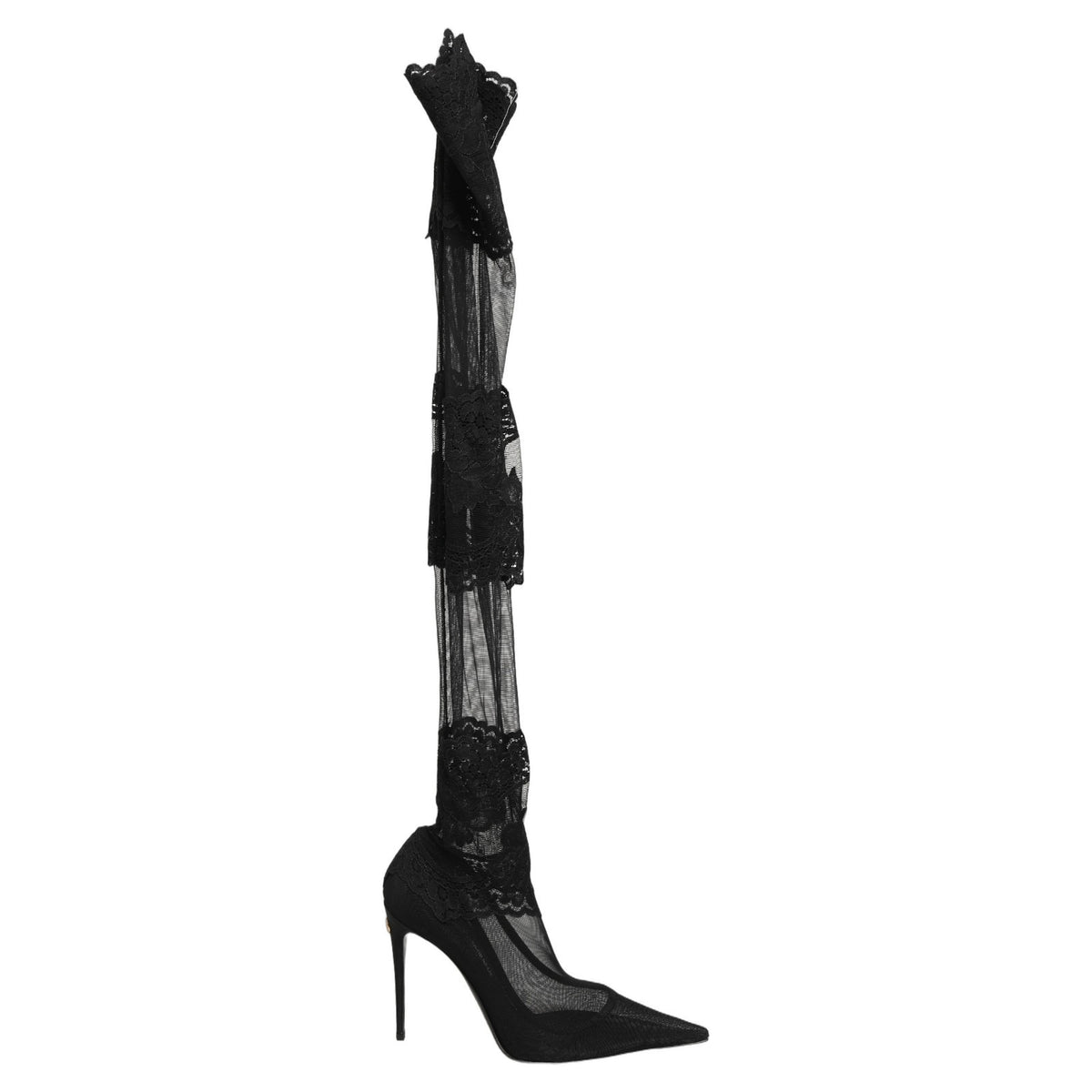Dolce & Gabbana Black Over The Knee Sock Pumps Boots Women's Shoes