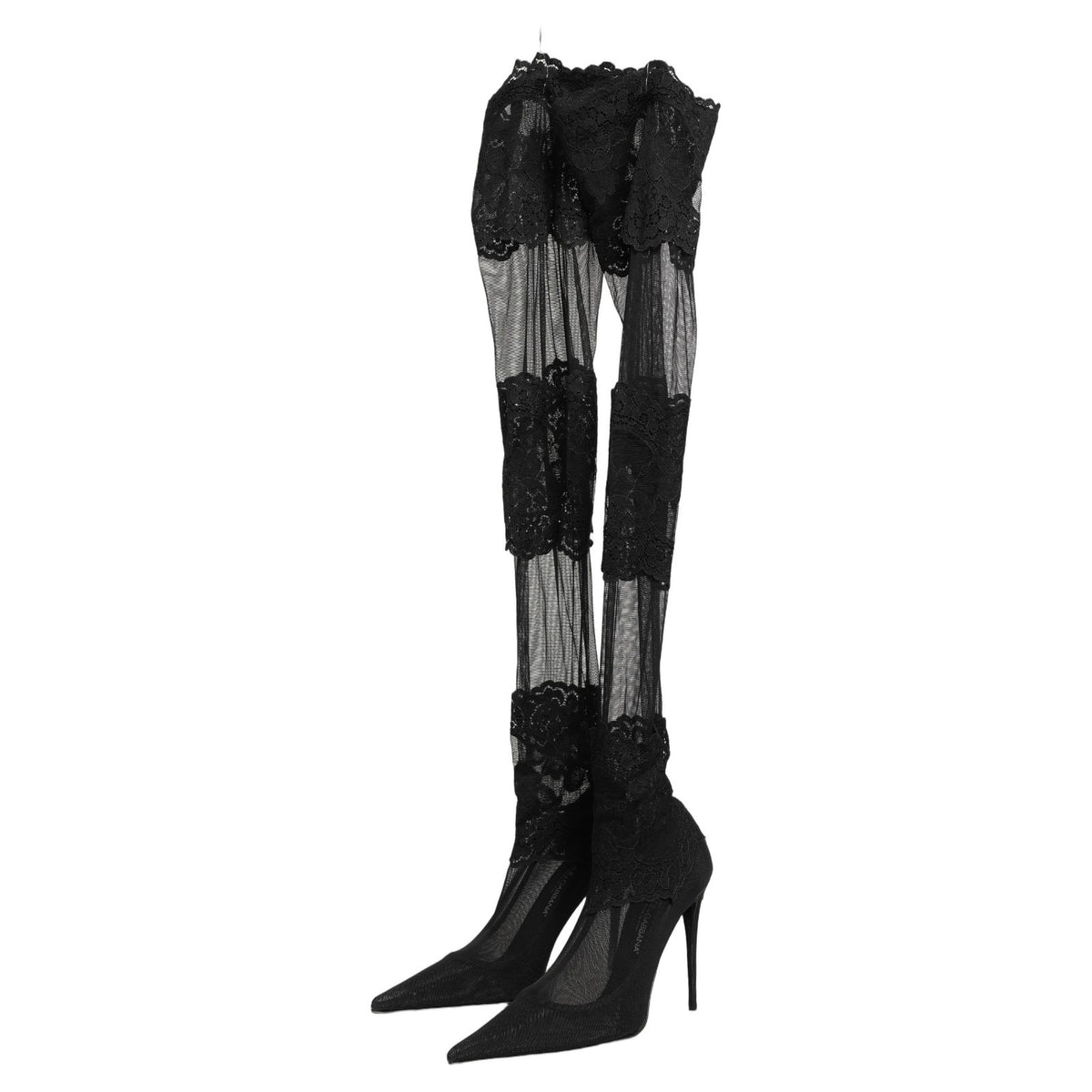 Dolce & Gabbana Black Over The Knee Sock Pumps Boots Women's Shoes