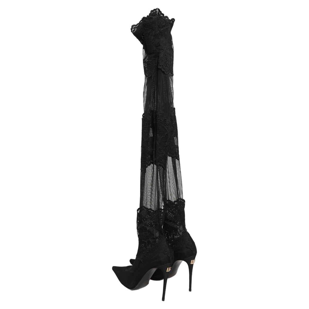 Dolce & Gabbana Black Over The Knee Sock Pumps Boots Women's Shoes