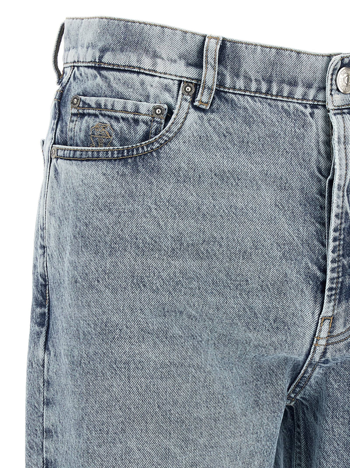 Brunello Cucinelli Blue Cotton High-Waisted Men's Jean