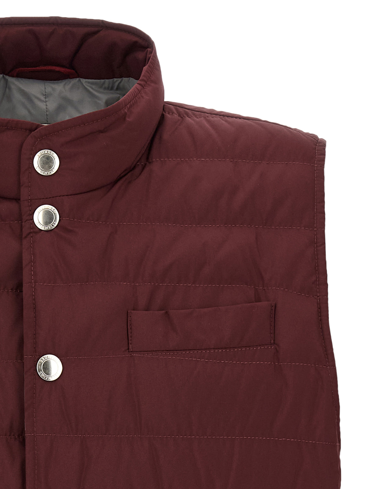 Brunello Cucinelli Bordeaux Polyester Sleeveless Men's Jacket