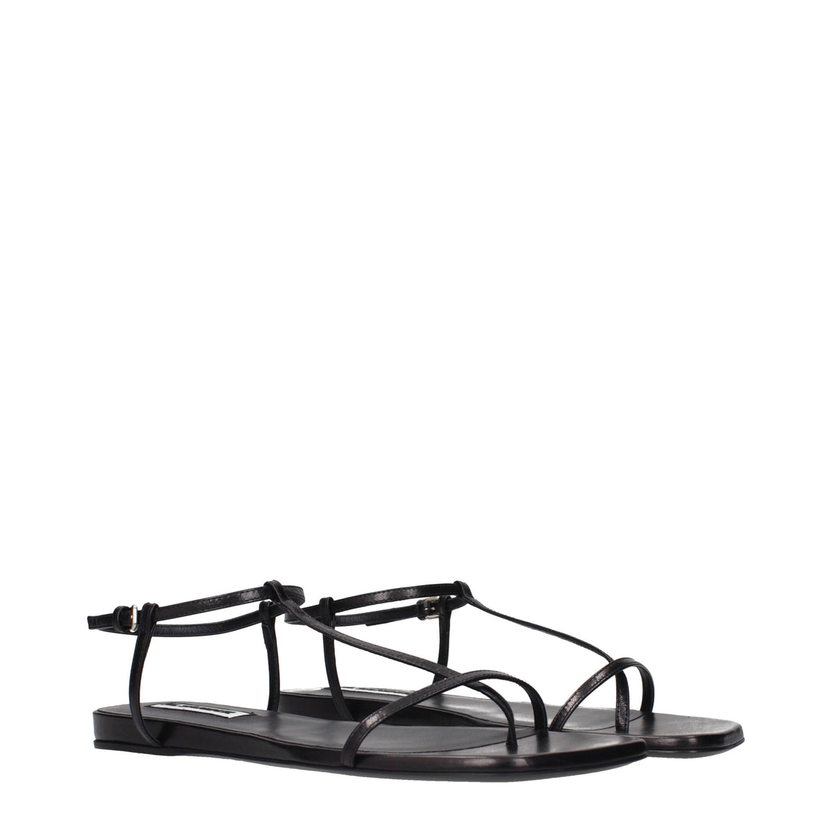 Jil Sander Black Leather Flip-Flop Women's Sandals