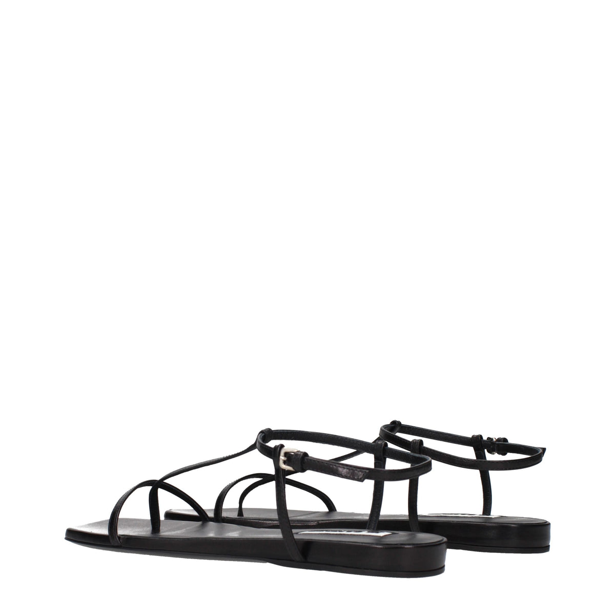 Jil Sander Black Leather Flip-Flop Women's Sandals