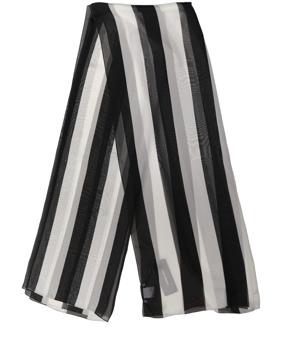 Dolce & Gabbana Black White Stripe Silk Shawl Stole Women's Scarf
