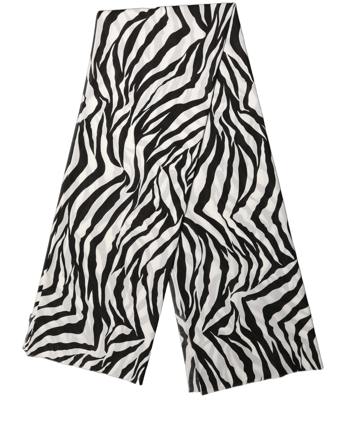 Dolce & Gabbana Black White Zebra Cotton Lace Stole Women's Scarf