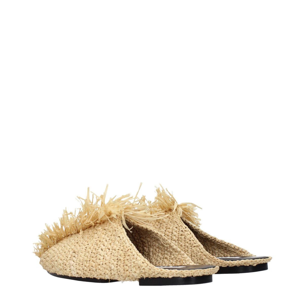 Jil Sander Beige Raffia Women's Slippers