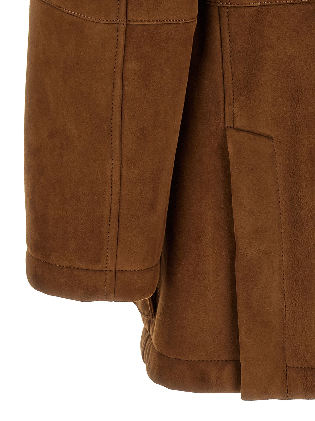 Brunello Cucinelli Brown Lamb Leather Leather Men's Jacket