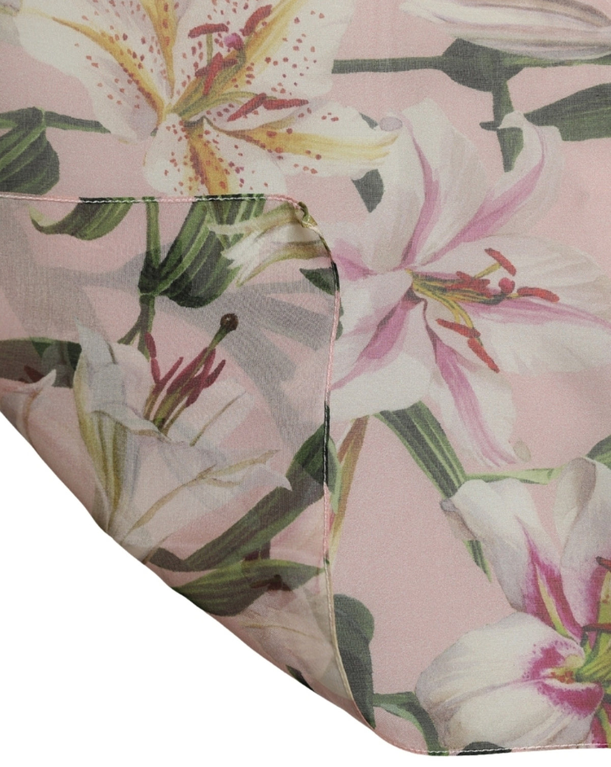 Dolce & Gabbana Pink Silk Floral Chiffon Long Stole Women's Scarf