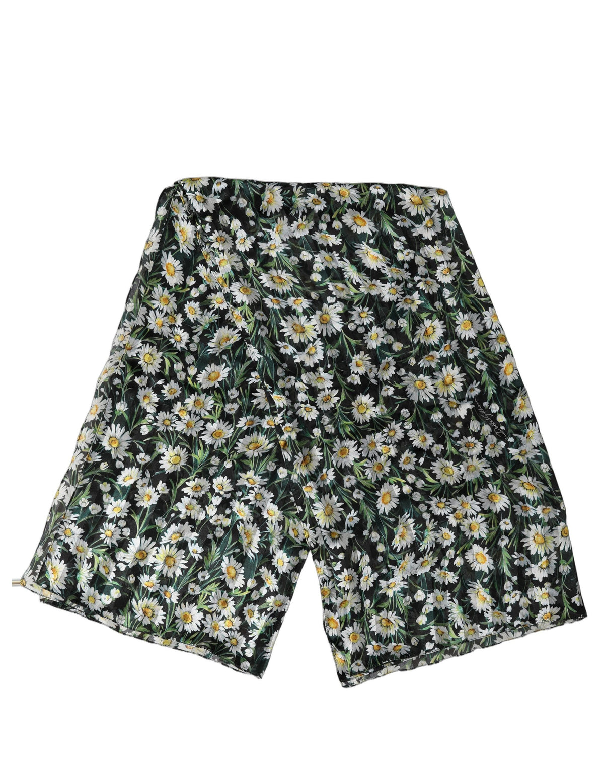 Dolce & Gabbana Black Floral Daisy Square Foulard Women's Scarf
