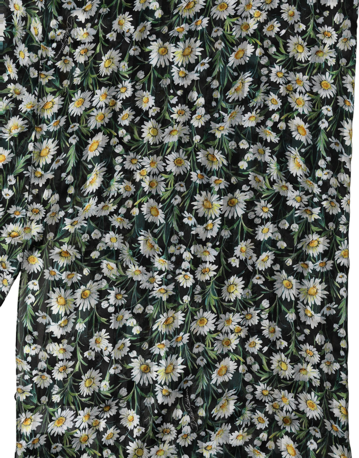 Dolce & Gabbana Black Silk Daisy Chiffon Long Stole Women's Scarf