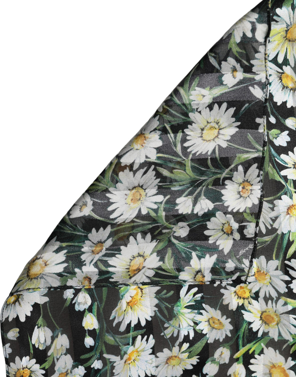 Dolce & Gabbana Black Silk Daisy Chiffon Long Stole Women's Scarf