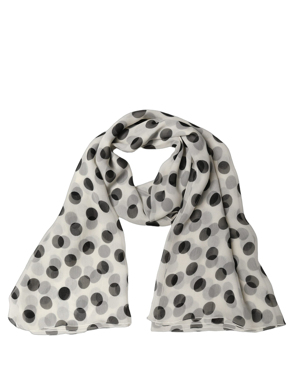 Dolce & Gabbana White Black Polka Dot Shawl Stole Women's Scarf