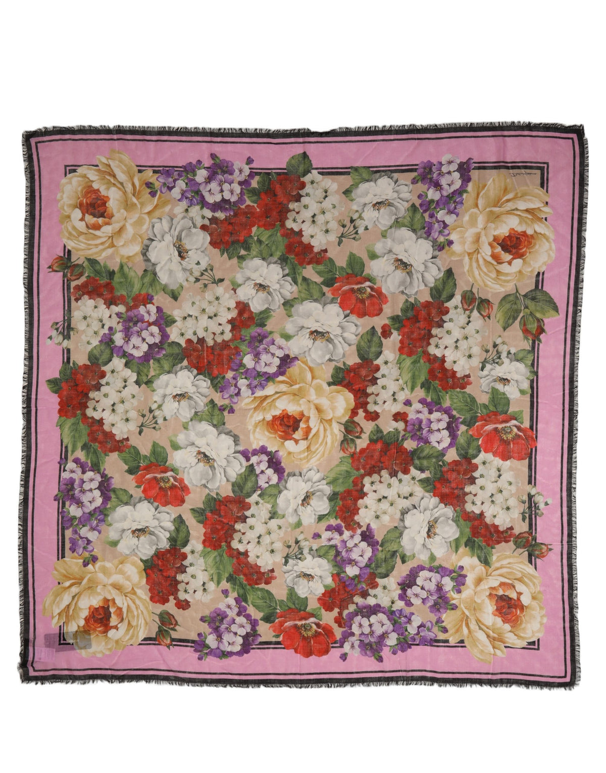 Dolce & Gabbana Multicolor Floral Cashmere Foulard Women's Scarf