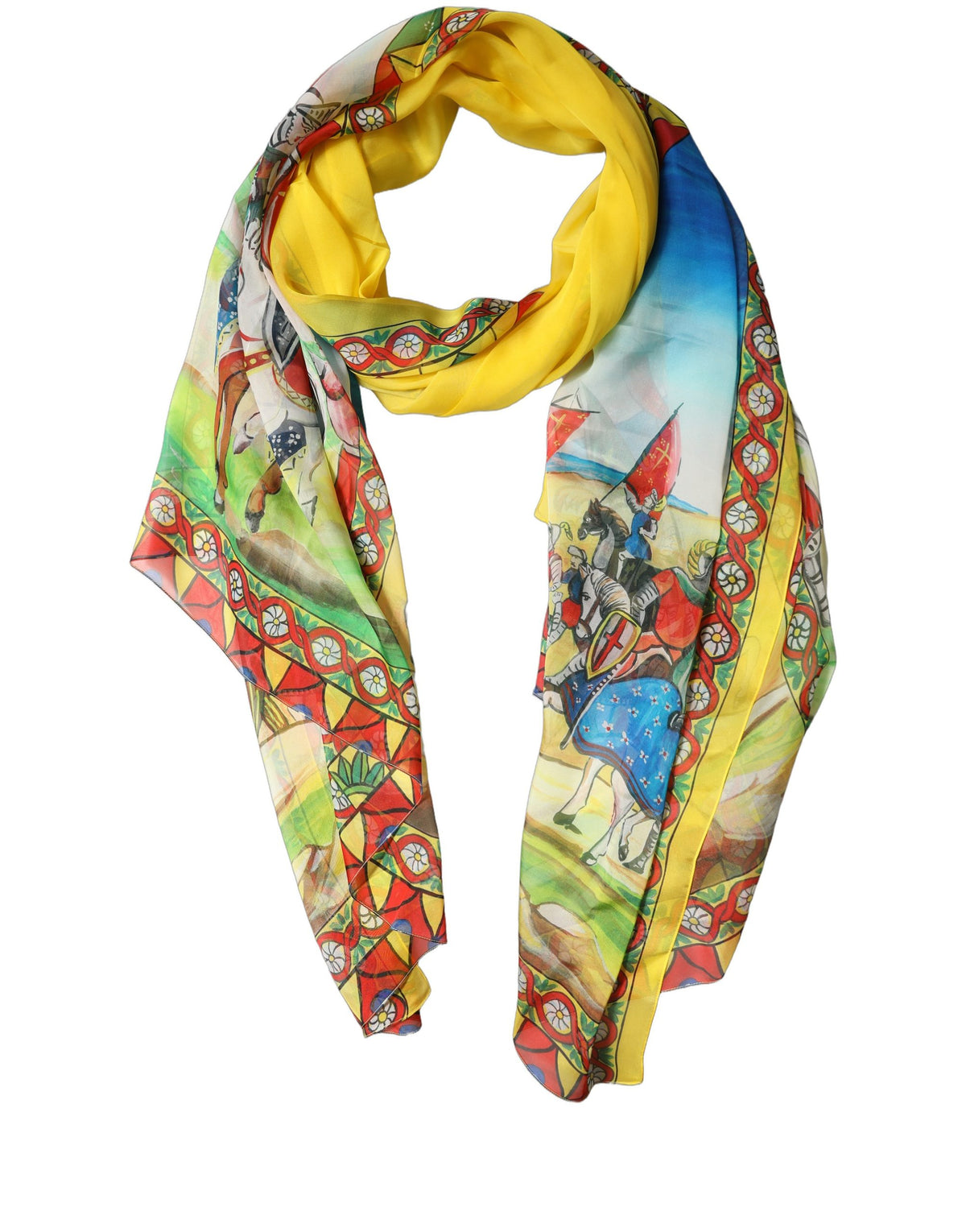 Dolce & Gabbana Multicolor Silk Printed Shawl Stole Women's Scarf