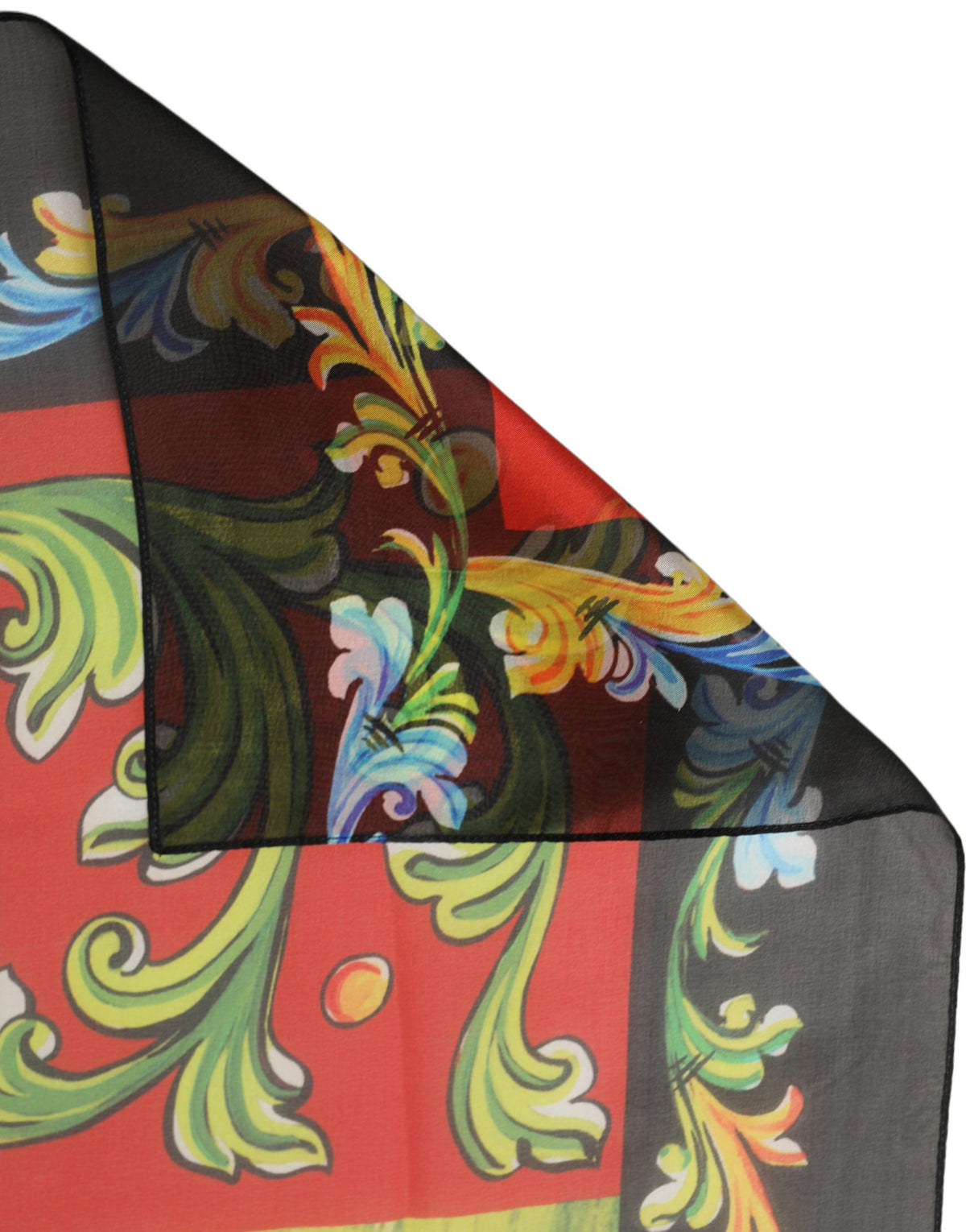Dolce & Gabbana Dark Gray Silk Scenery Print Foulard Women's Scarf