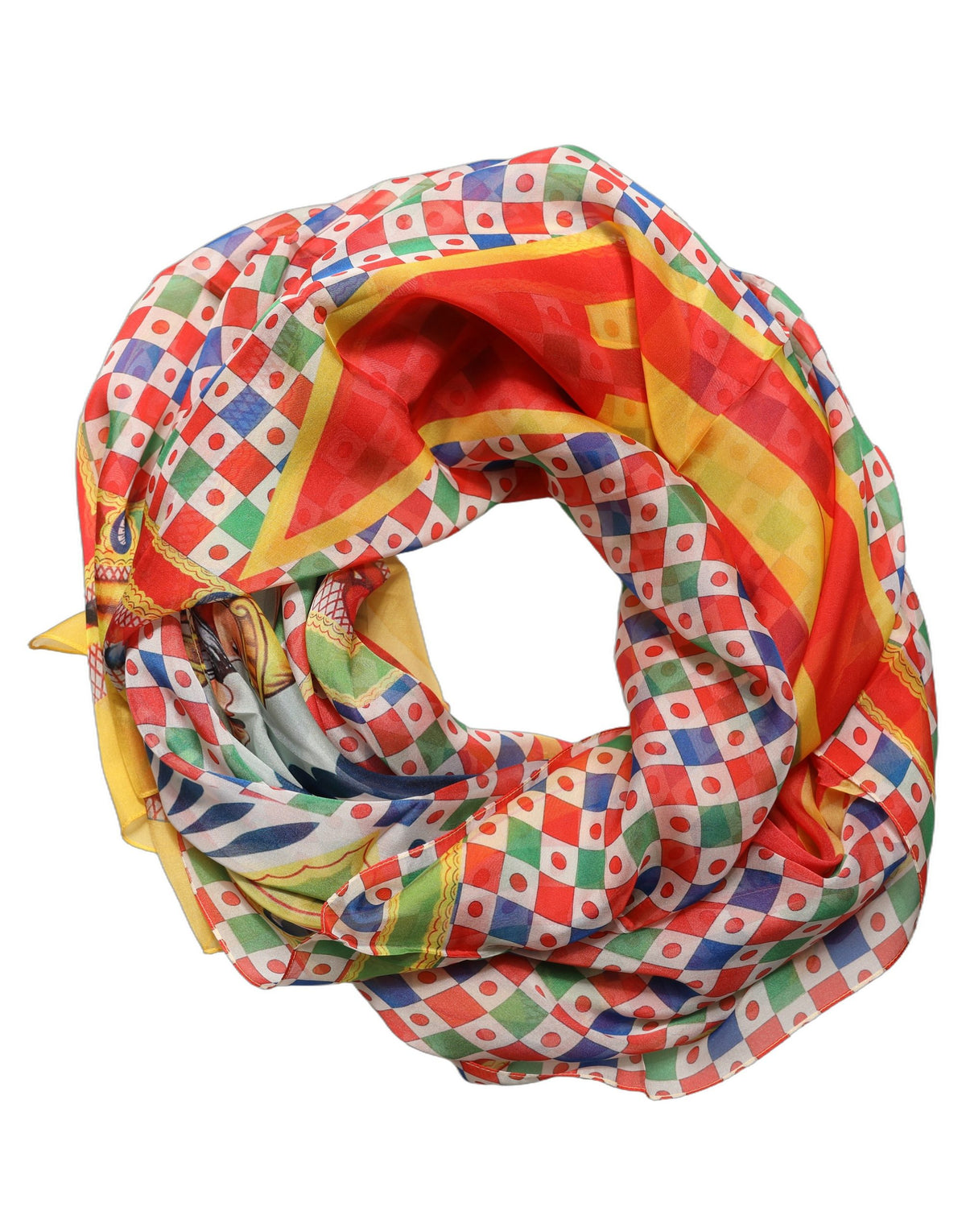 Dolce & Gabbana Multicolor Silk Carretto Print Stole Women's Scarf