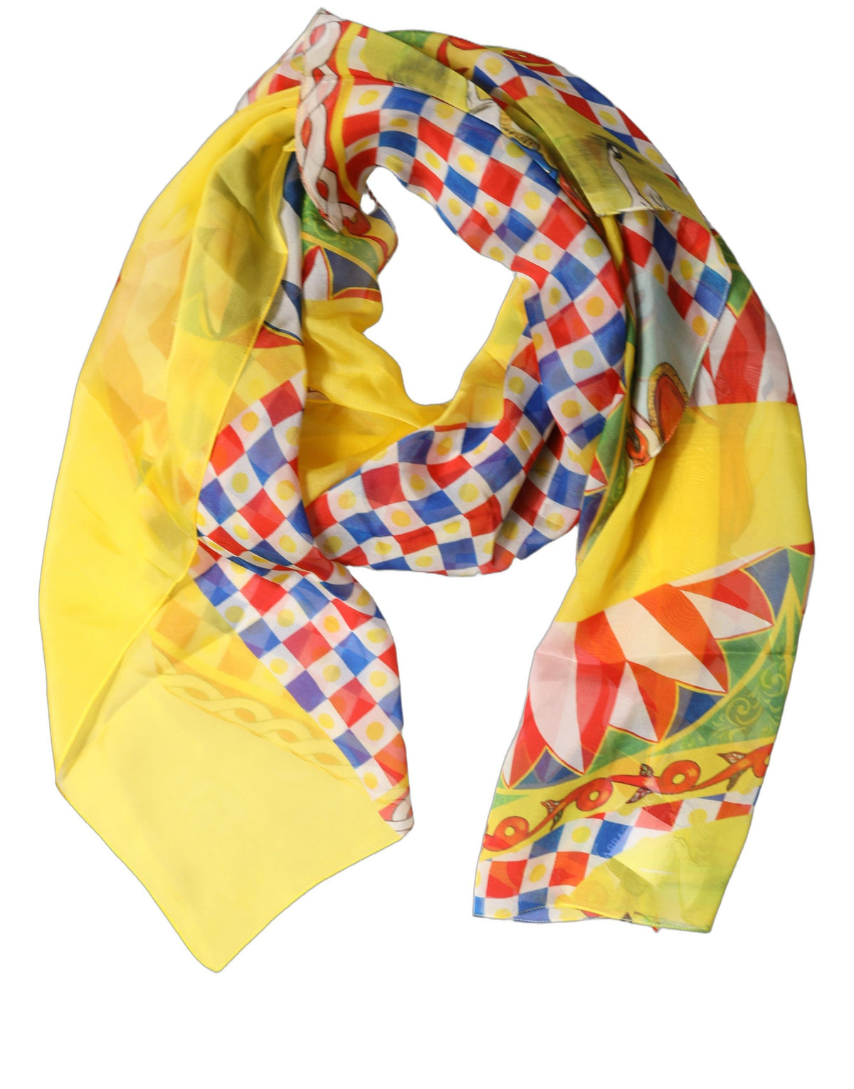 Dolce & Gabbana Multicolor Silk Carretto Foulard Women's Scarf