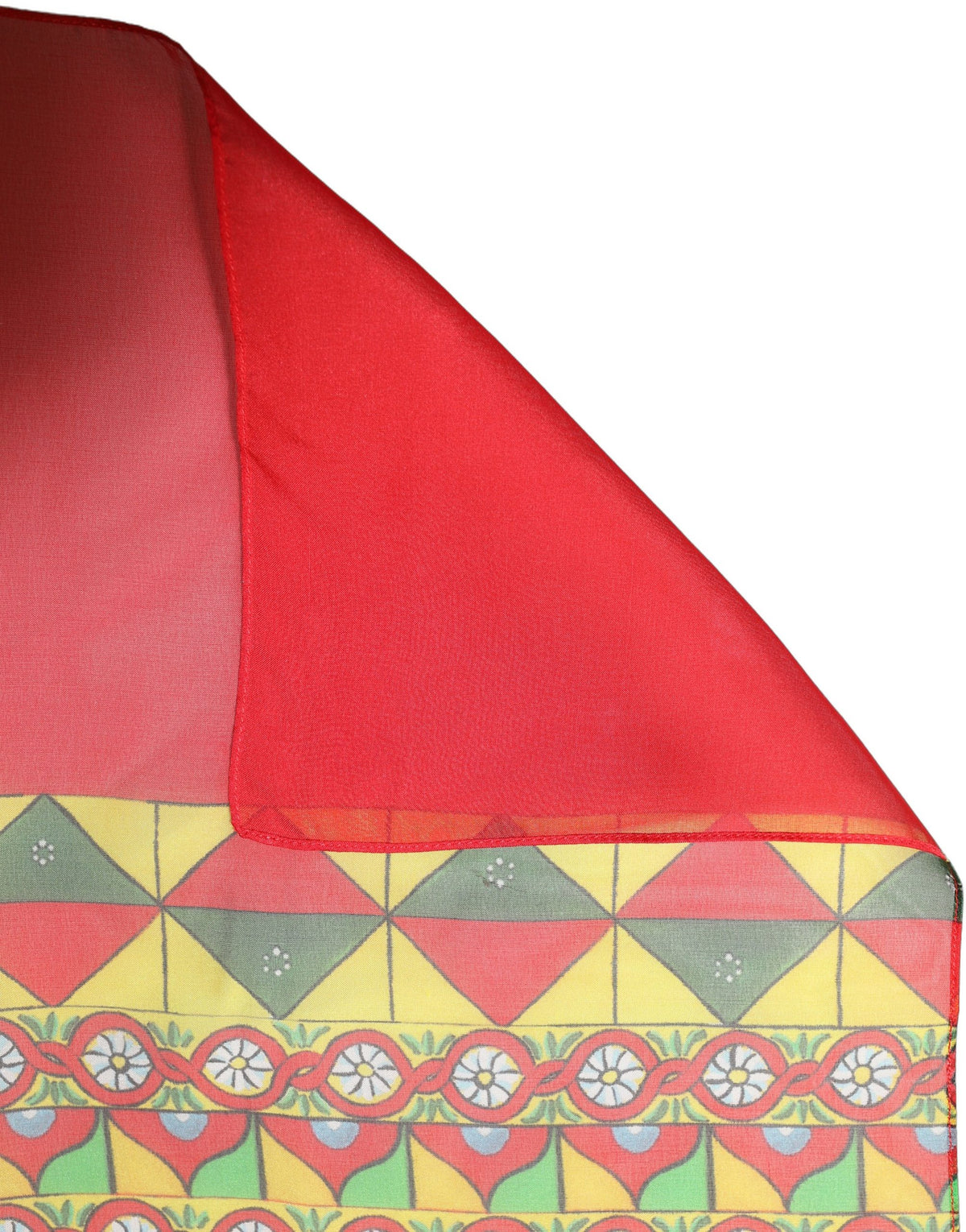 Dolce & Gabbana Red Silk Geometric Print Shawl Stole Women's Scarf