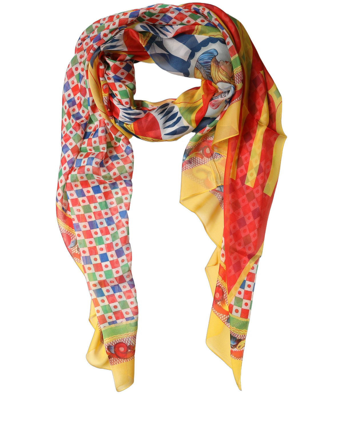 Dolce & Gabbana Multicolor Silk Carretto Print Stole Women's Scarf