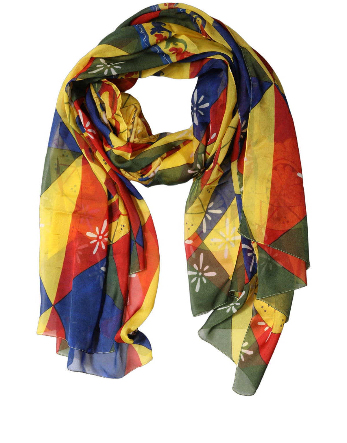 Dolce & Gabbana Multicolor Silk Printed Shawl Stole Women's Scarf