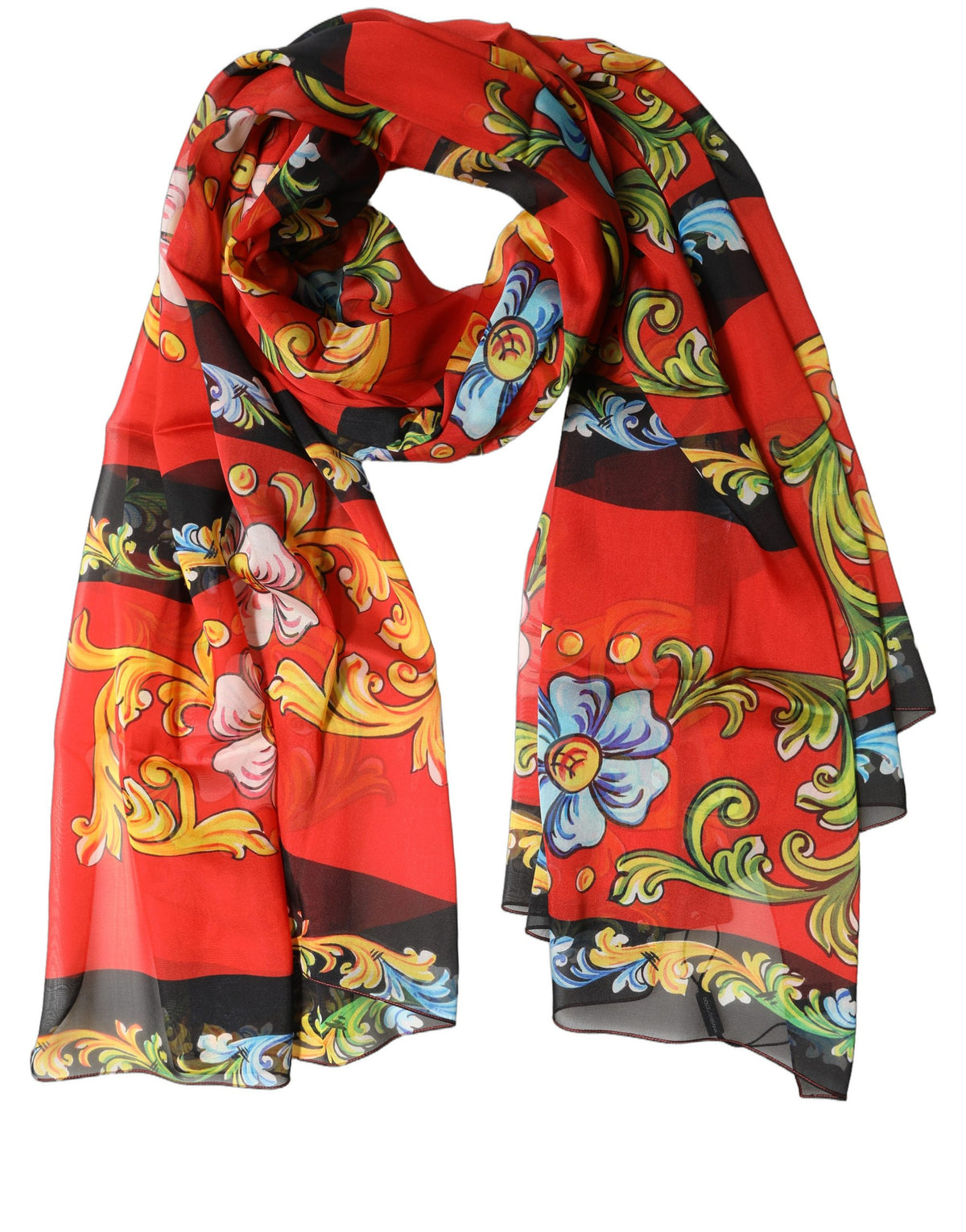 Dolce & Gabbana Multicolor Floral Silk Shawl Stole Women's Scarf