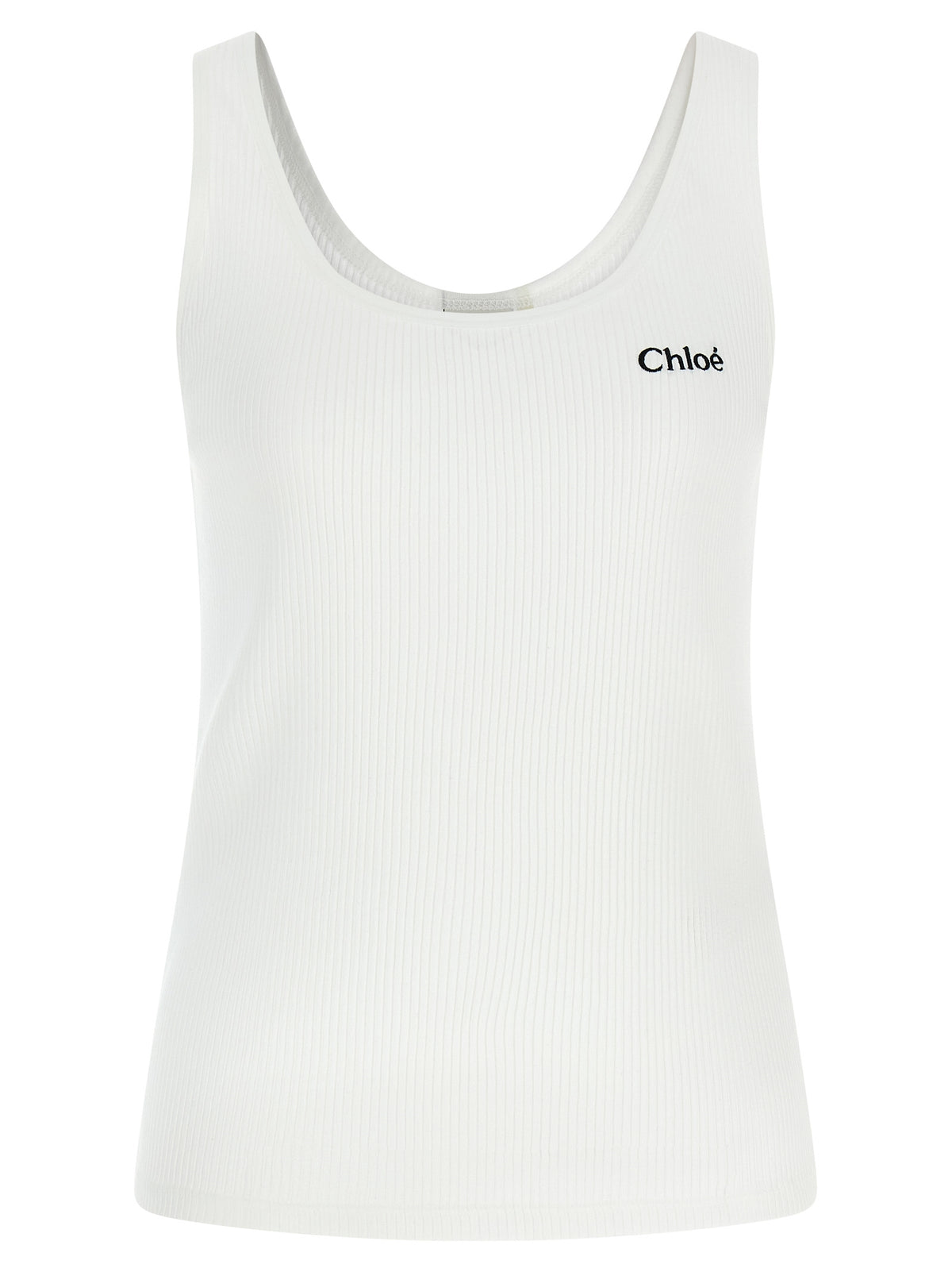 Chloé White Cotton Tank Women's Tops