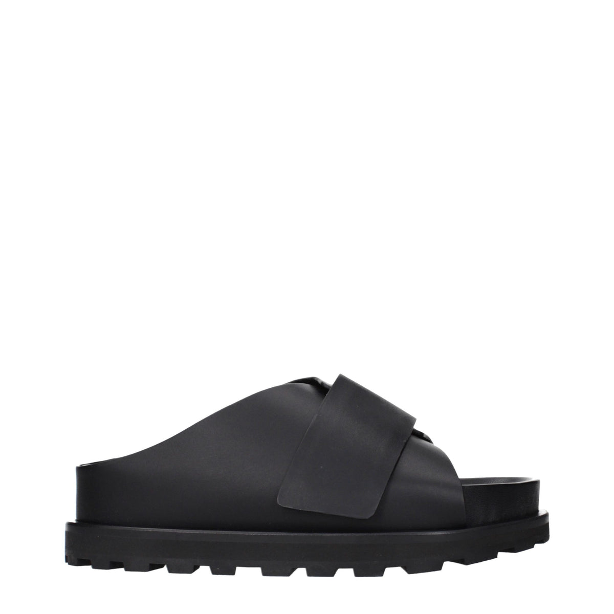 Jil Sander Black Leather Women's Slippers