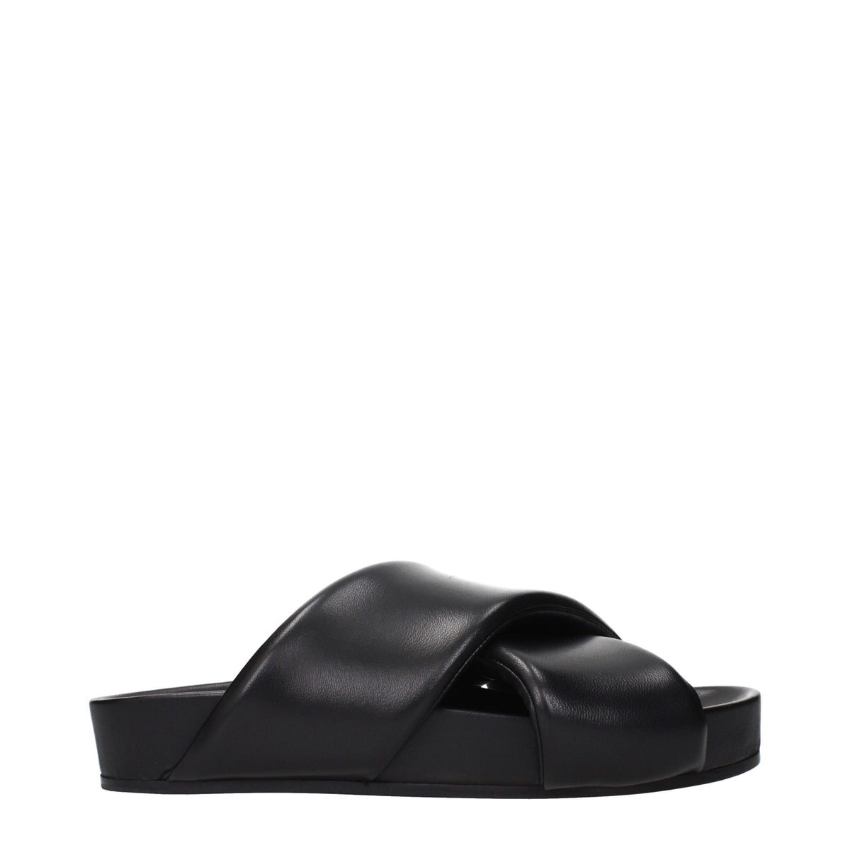 Jil Sander Black Leather Men's Slippers