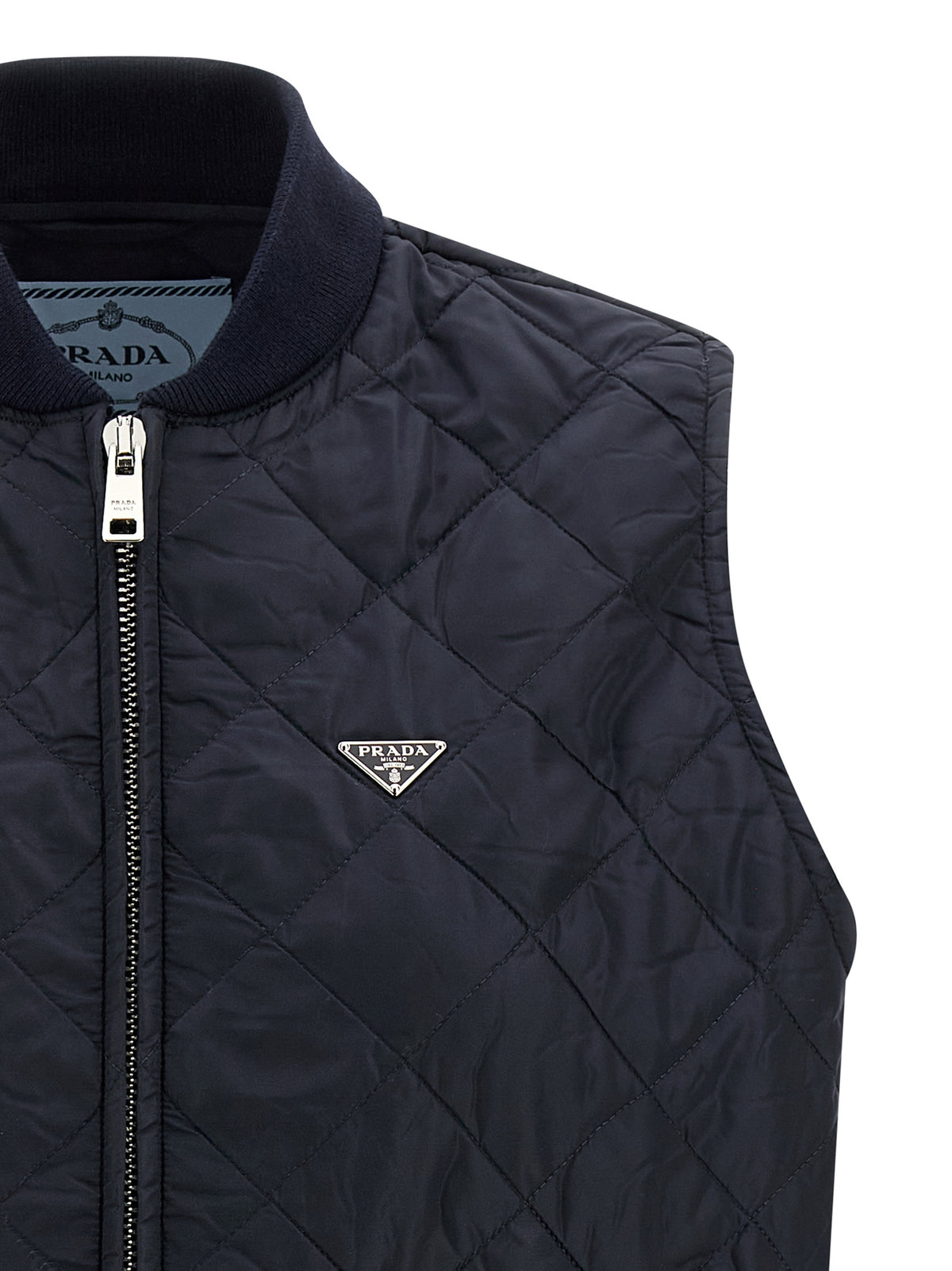 Prada Blue Recycled Polyamide Sleeveless Women's Jacket
