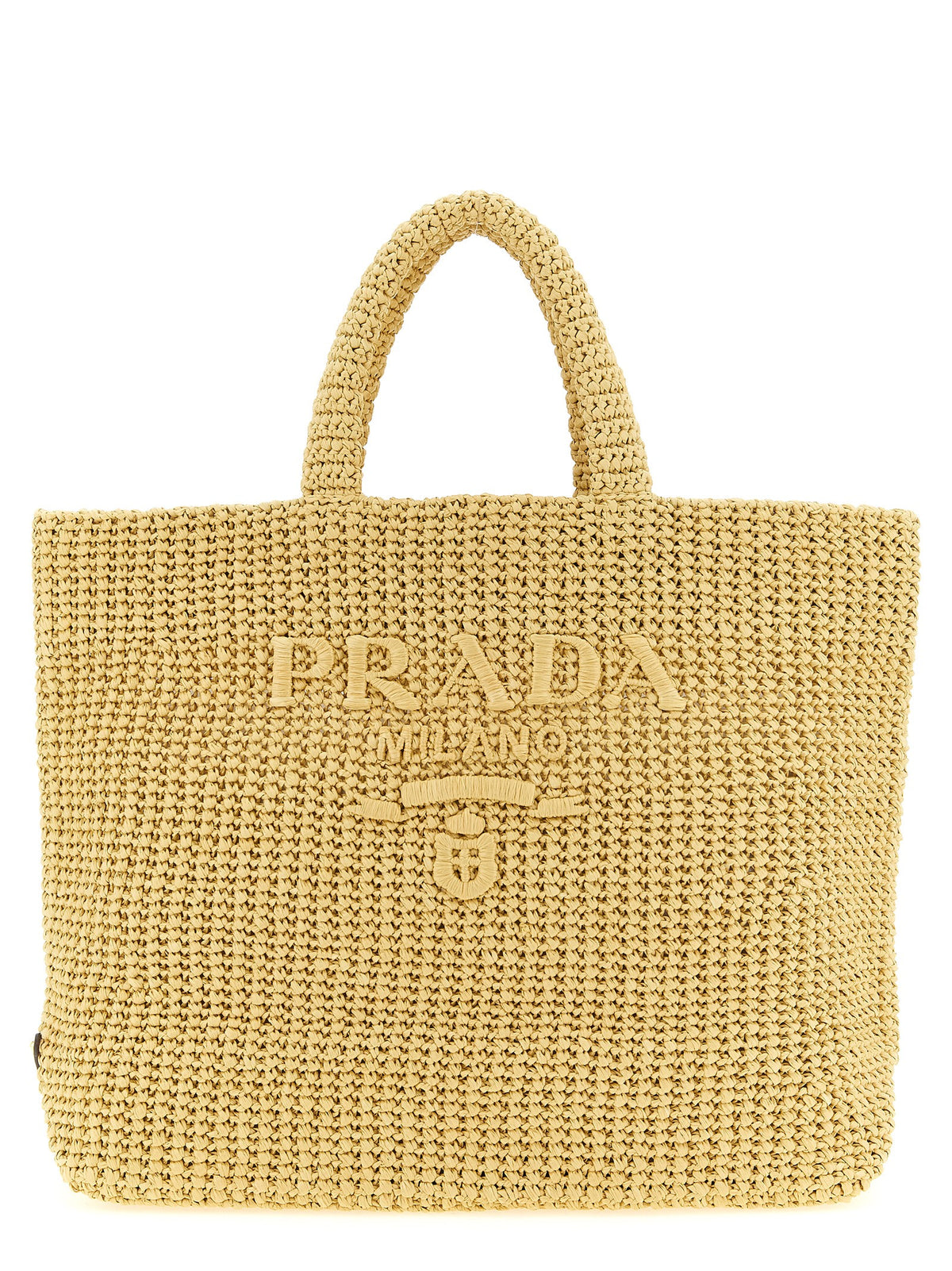 Prada Beige Raffia Tote Women's Bag