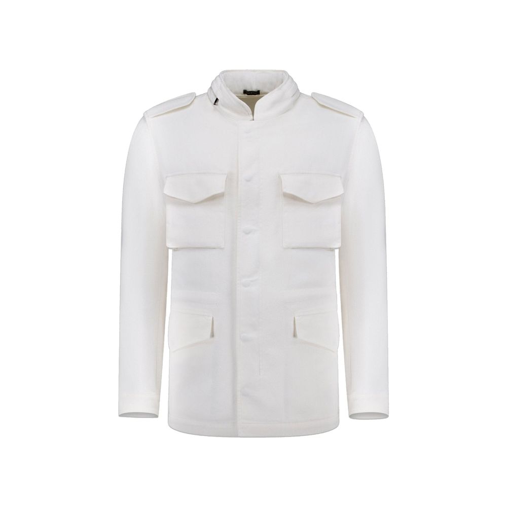 Autore White Cotton Full-Length Men's Jacket