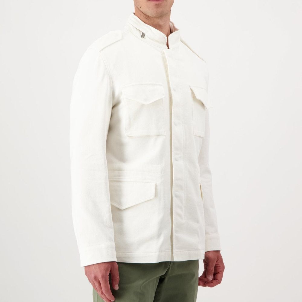 Autore White Cotton Full-Length Men's Jacket