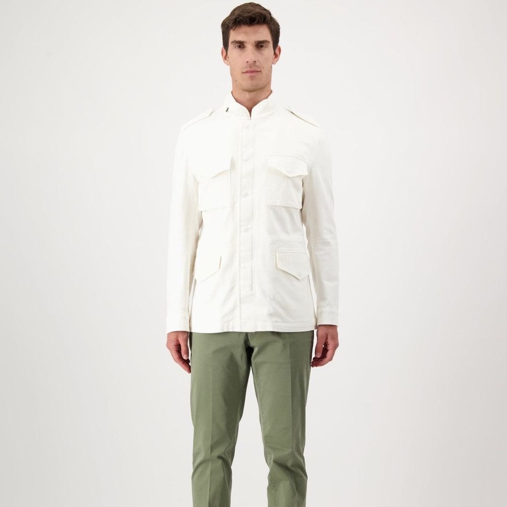Autore White Cotton Full-Length Men's Jacket