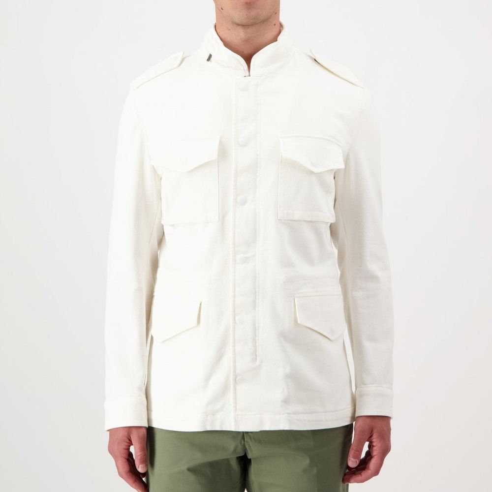 Autore White Cotton Full-Length Men's Jacket