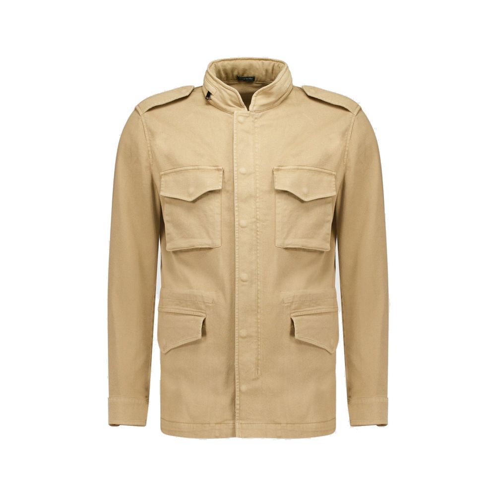 Autore Beige Cotton Full-Length Men's Jacket