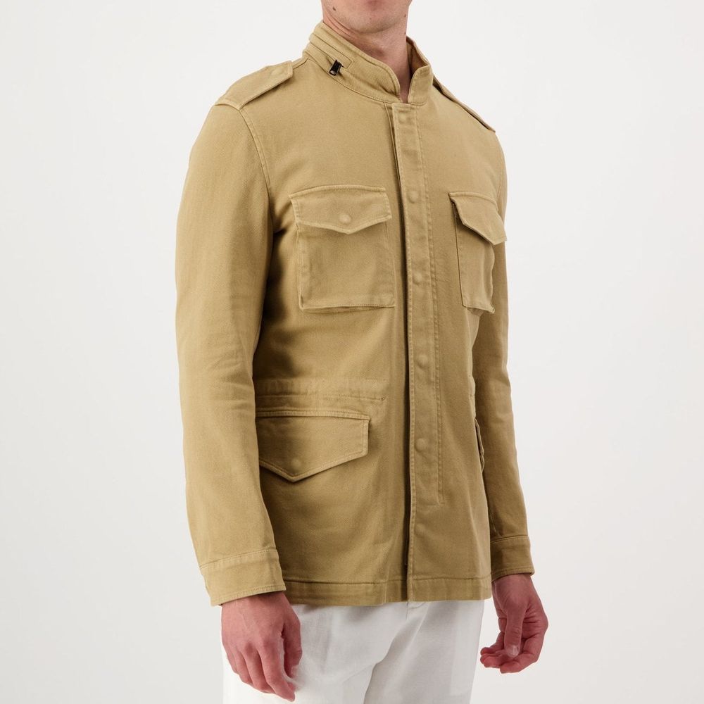 Autore Beige Cotton Full-Length Men's Jacket
