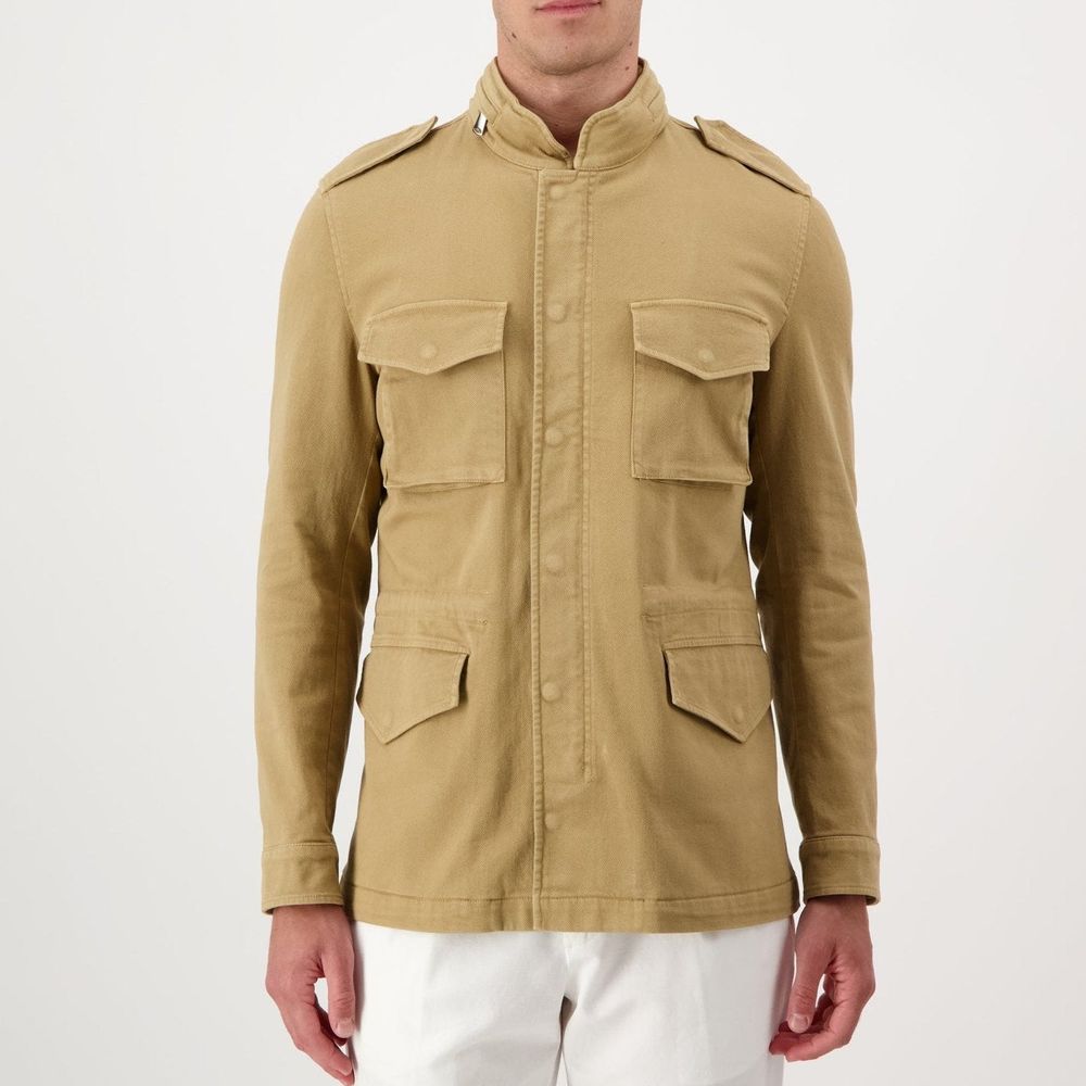 Autore Beige Cotton Full-Length Men's Jacket