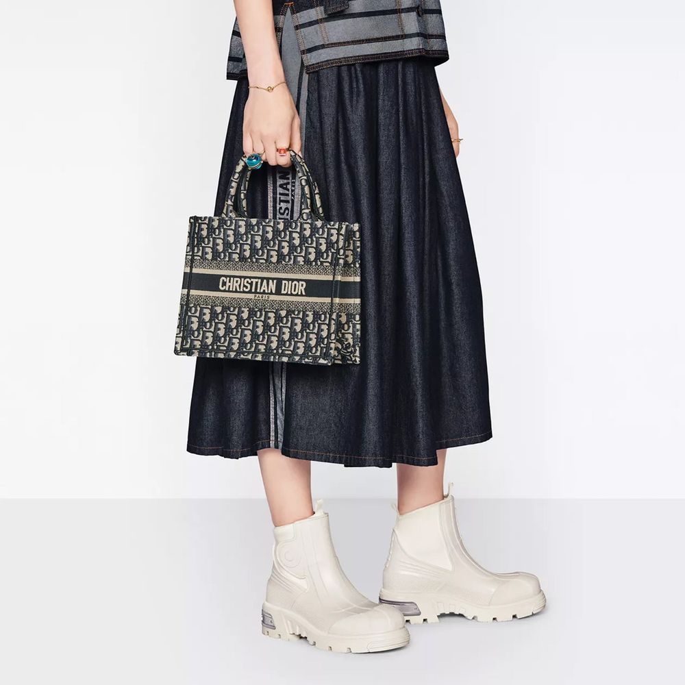 Dior Blue Cotton Tote Women's Bag