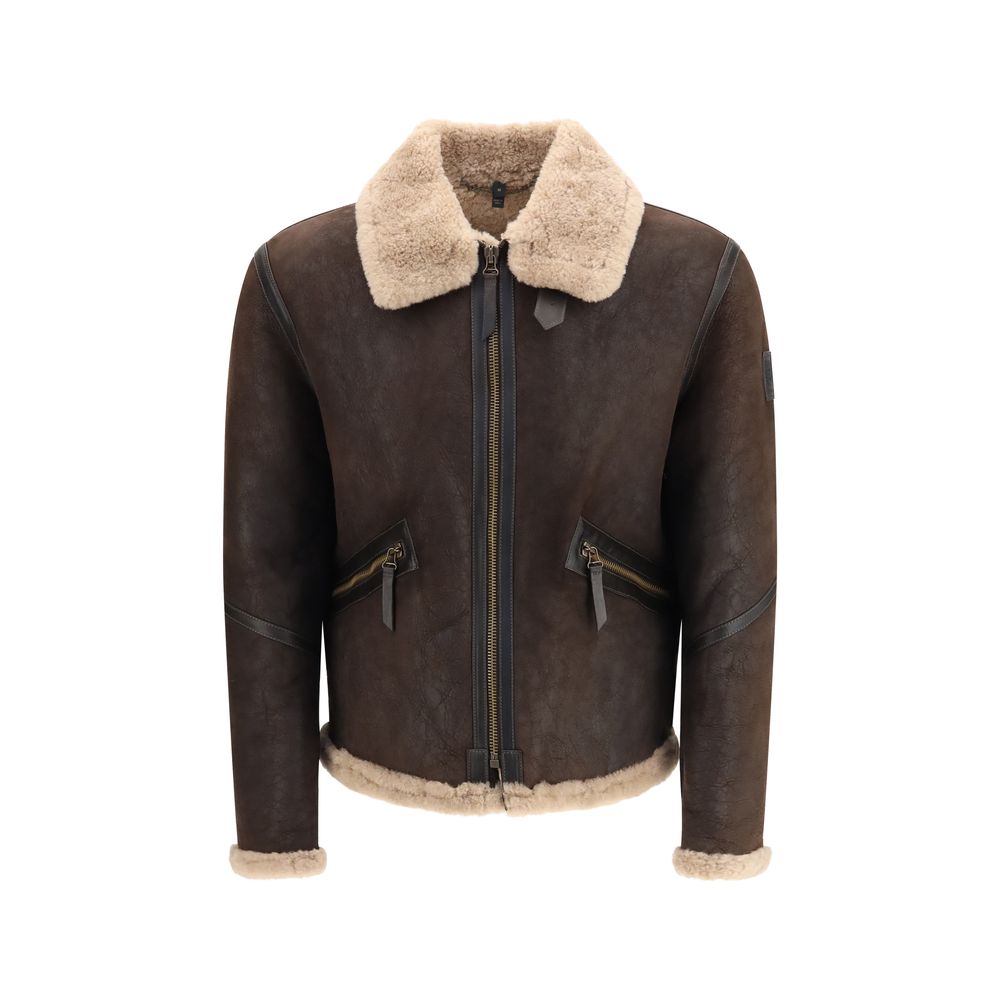 Belstaff Brown Lamb Leather Full-Length Men's Jacket