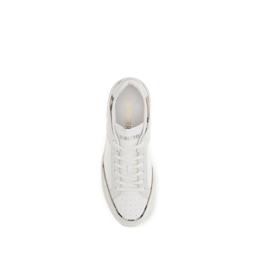 Burberry White Calf Leather Bos Taurus Low Top Men's Sneakers