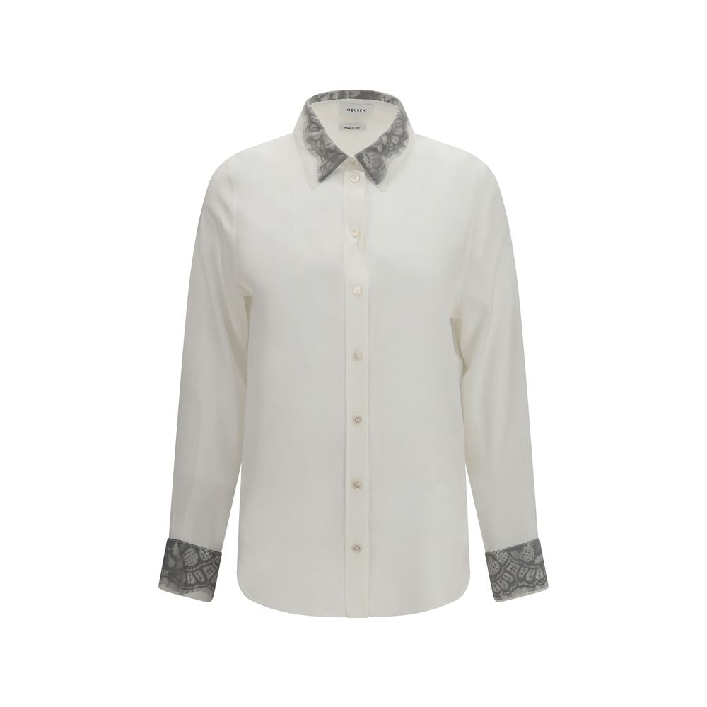 Alexander McQueen White Silk Dress Women's Shirt