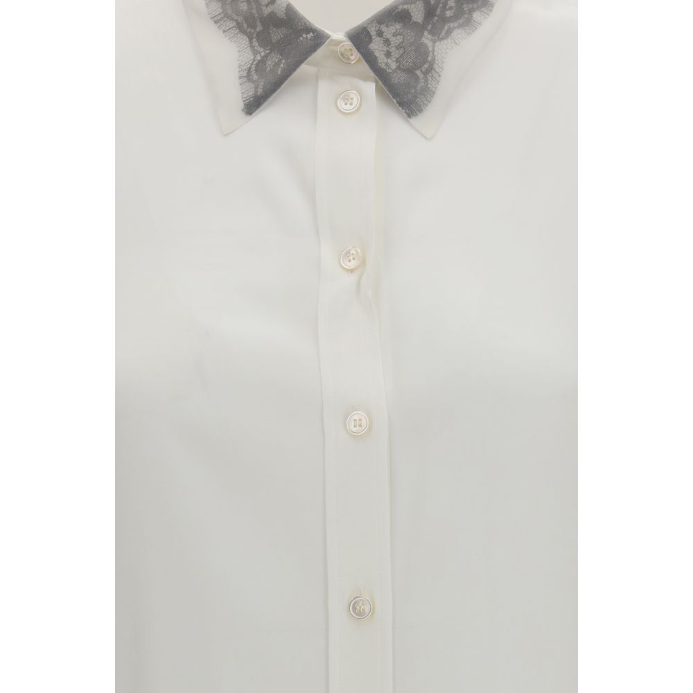 Alexander McQueen White Silk Dress Women's Shirt