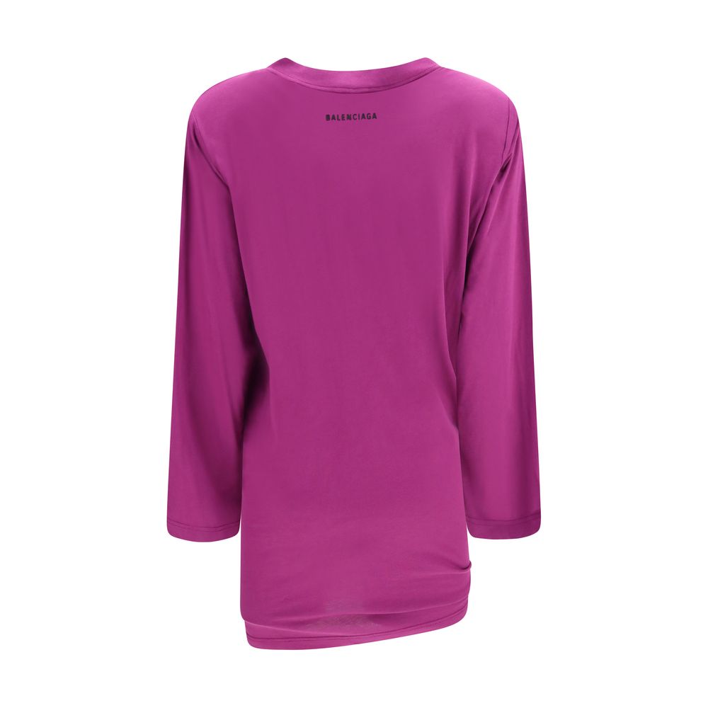 Balenciaga Purple Cotton Long Sleeve Women's T-Shirt