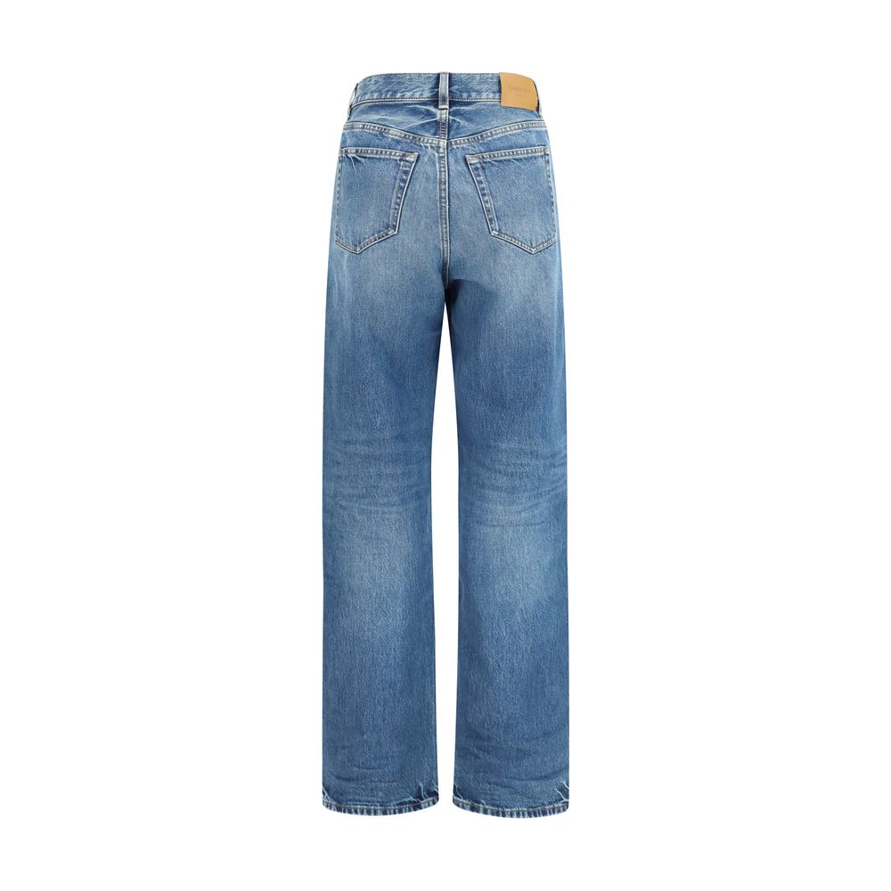 Saint Laurent Blue Cotton Relaxed Fit Women's Jeans