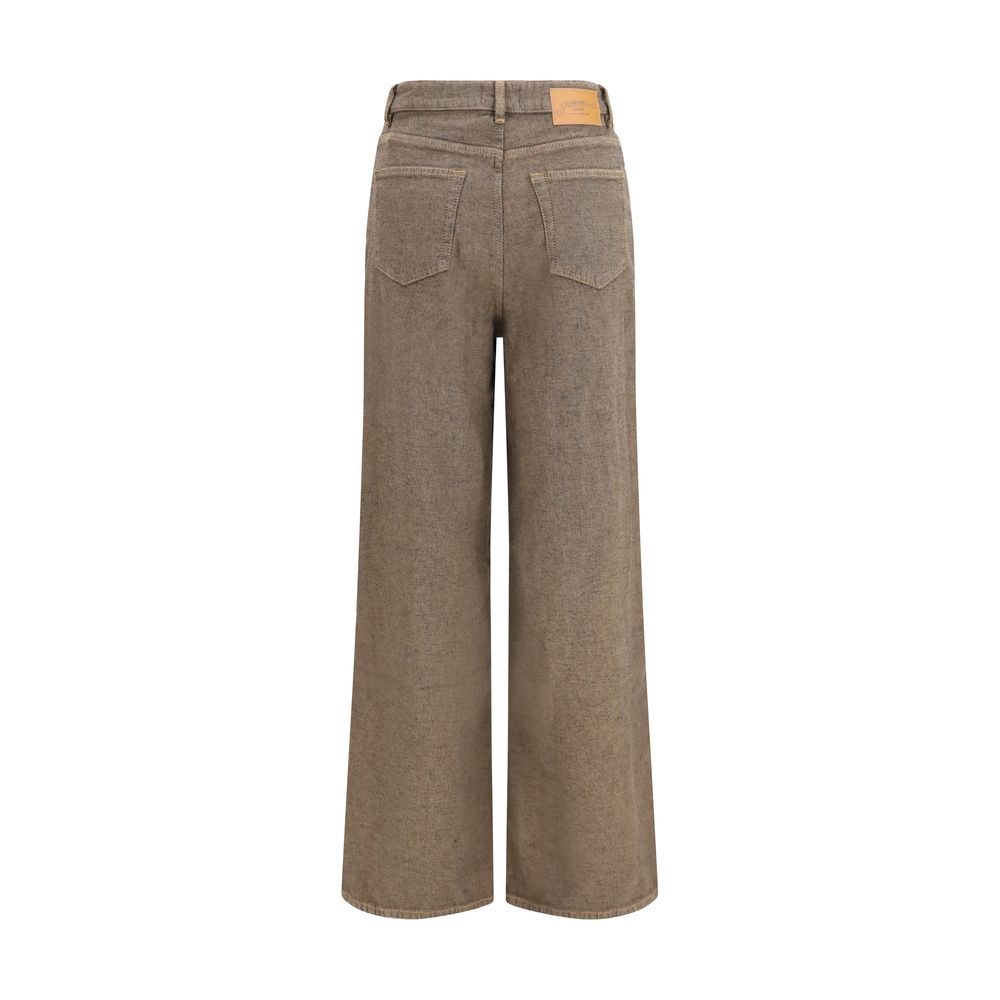 Ganni Brown Cotton Relaxed Fit Women's Jeans