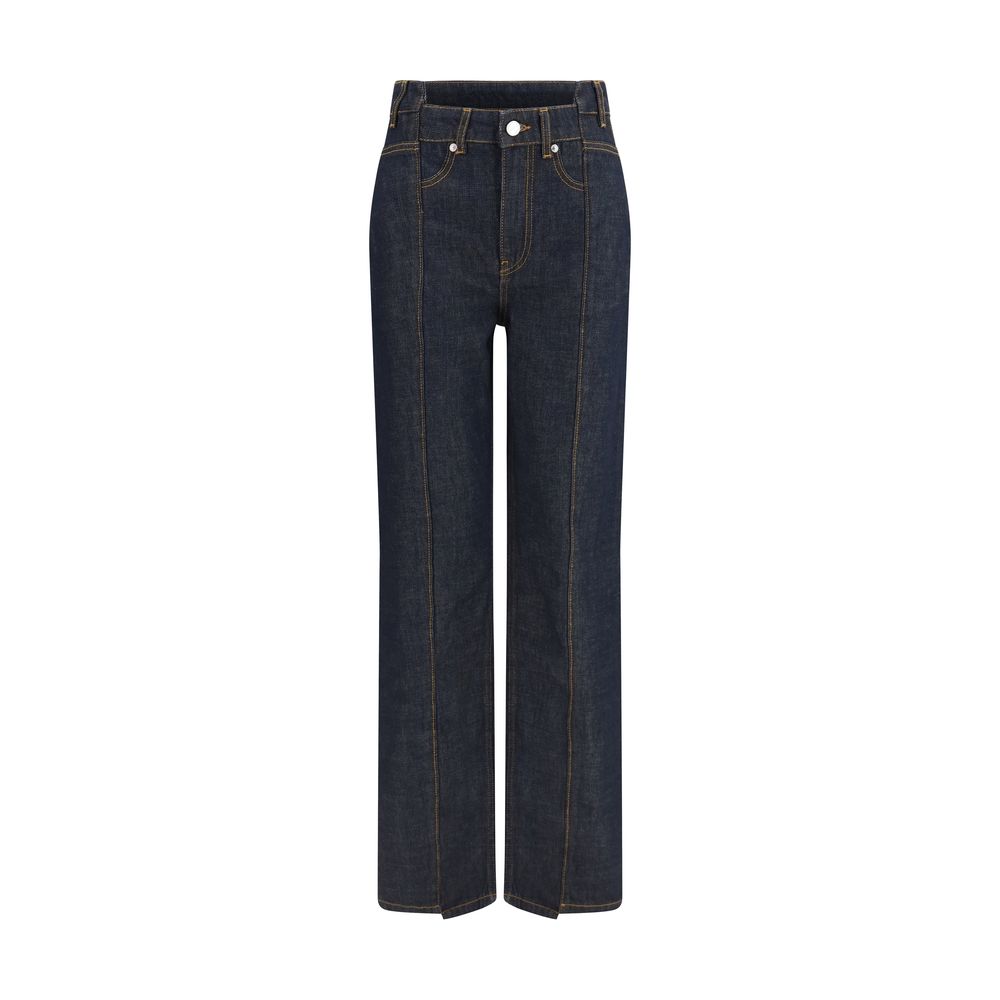 Ganni Blue Cotton Straight-Leg Women's Jeans