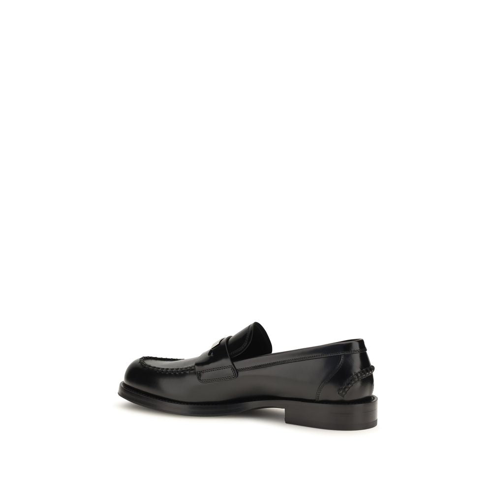 Dolce & Gabbana Black Calf Leather Bos Taurus Slip-On Men's Loafers