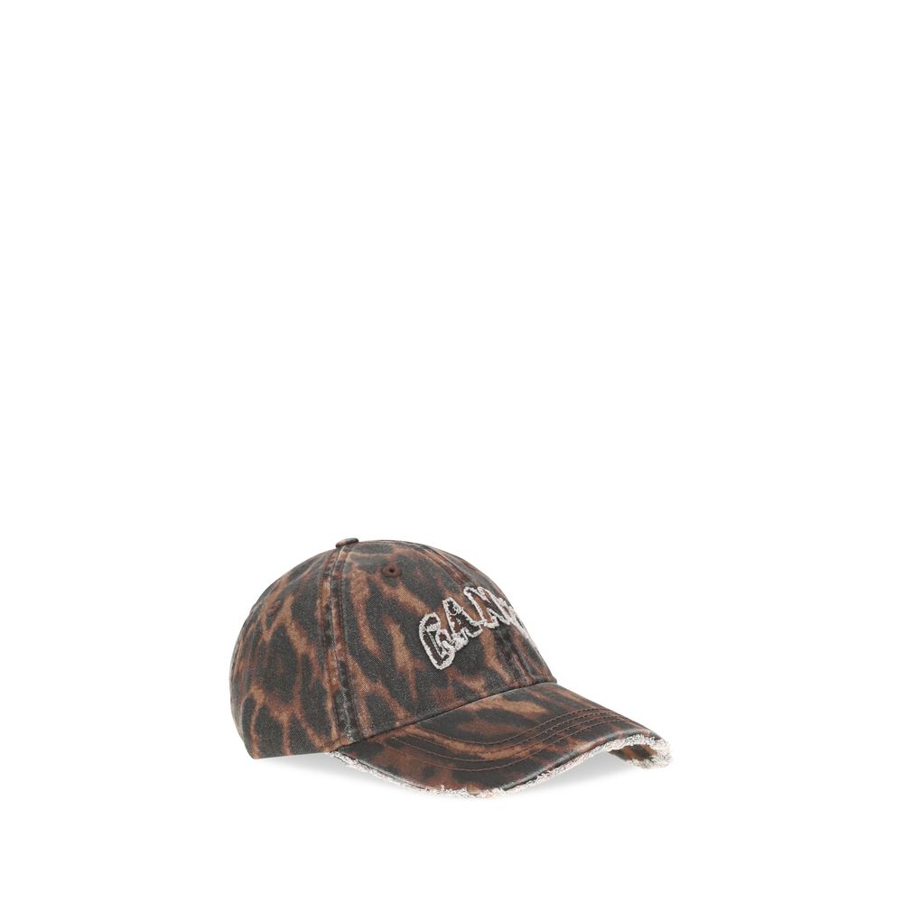 Ganni Brown Cotton Cap (Baseball Women's Hat)